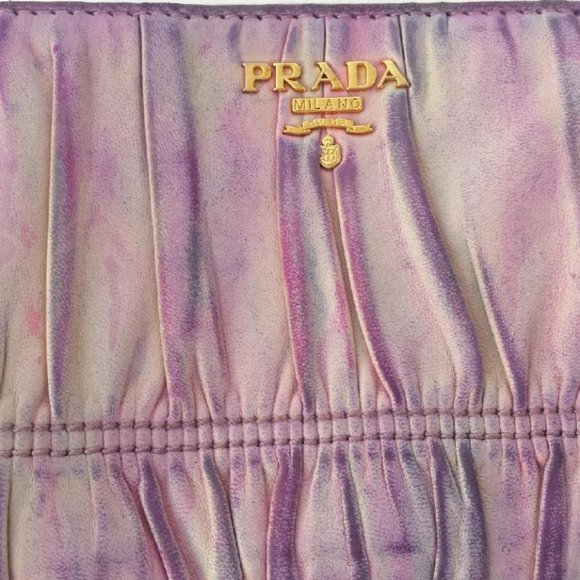 Prada metelasse beige pink purple gray ivory Wallet leather mini Purse clutch